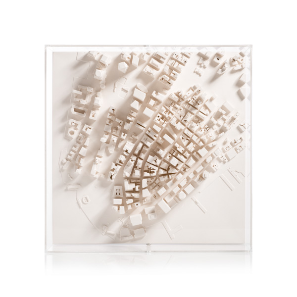 Manhattan Cityscape Framed 5000 Model. Product Shot Front View. Architectural Sculpture by Chisel & Mouse