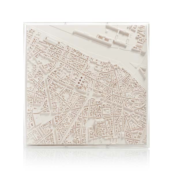 Paris St Germain Cityscape Framed 5000 Model. Product Shot Front View. Architectural Sculpture by Chisel & Mouse