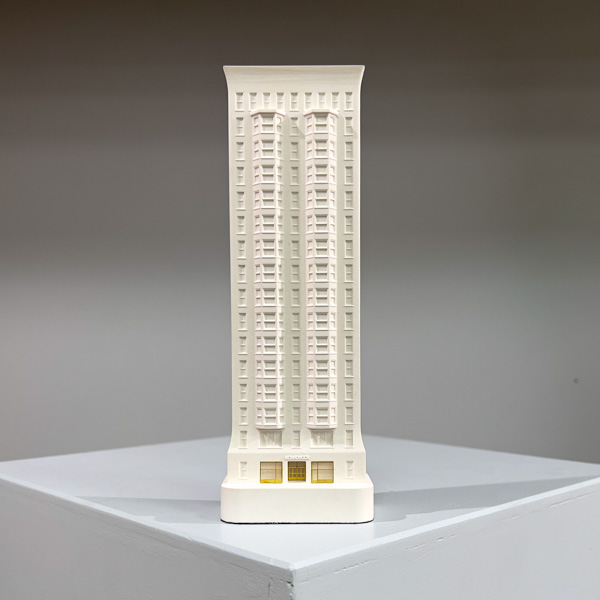 Monadnock Building Model. Product Shot Front View. Architectural Sculpture by Chisel & Mouse