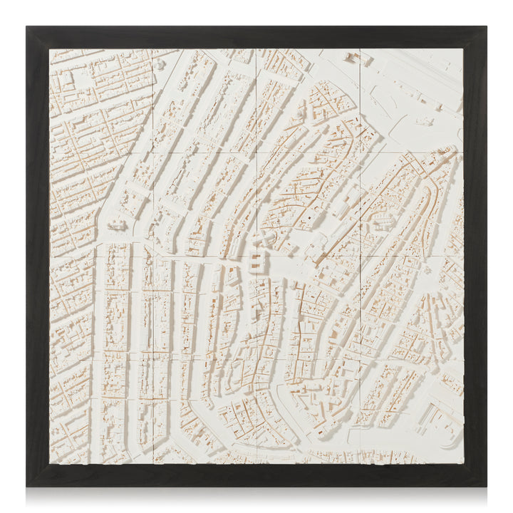 Large format cityscape of Amsterdam with a black frame