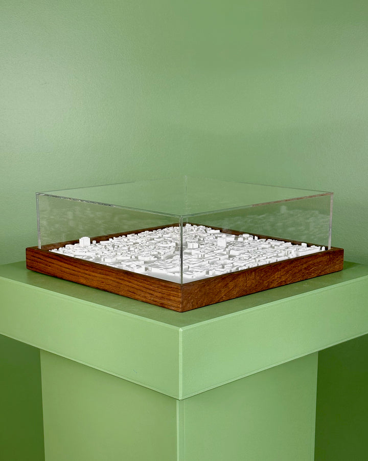 3D map of Berlin with a dark frame and acrylic case