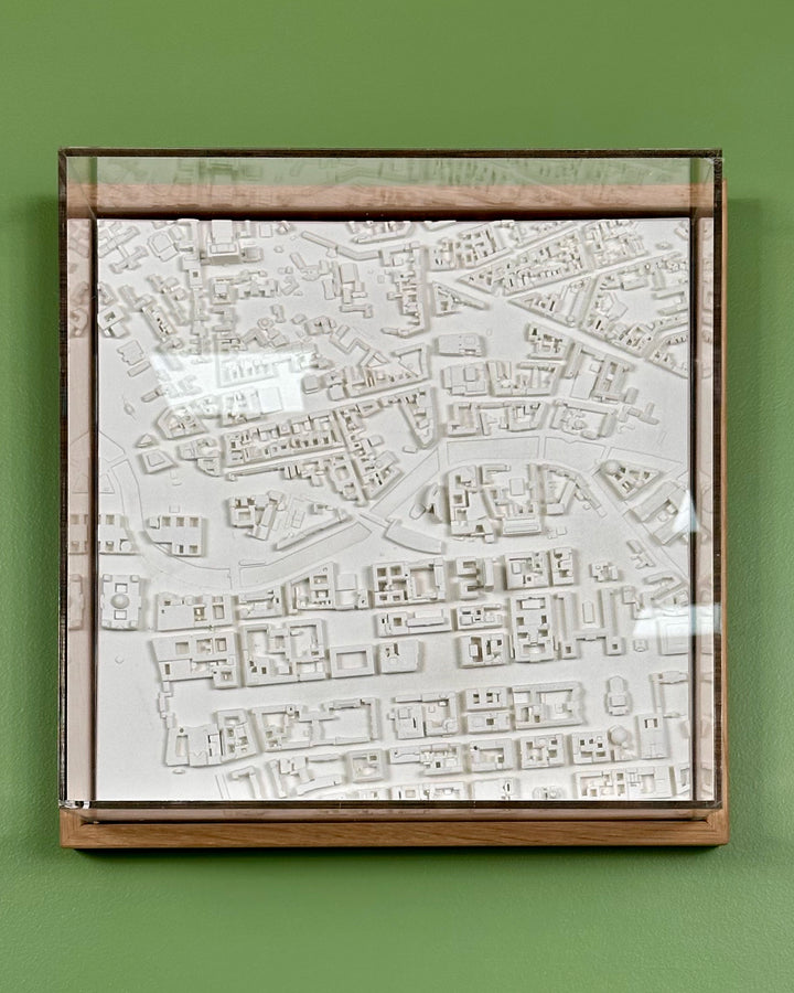 3D map of Berlin with a light frame and acrylic case