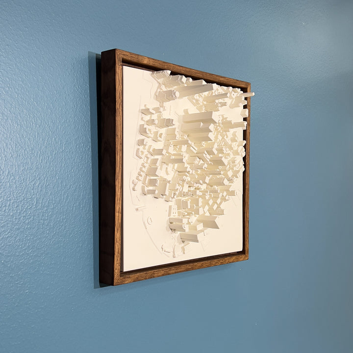 3D map of New York with a dark frame