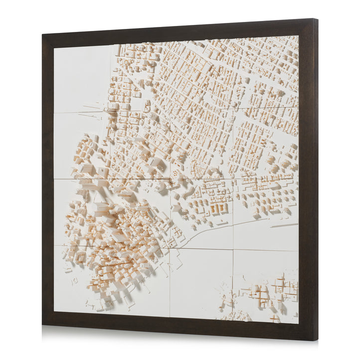 Large format New York cityscape with a brown frame