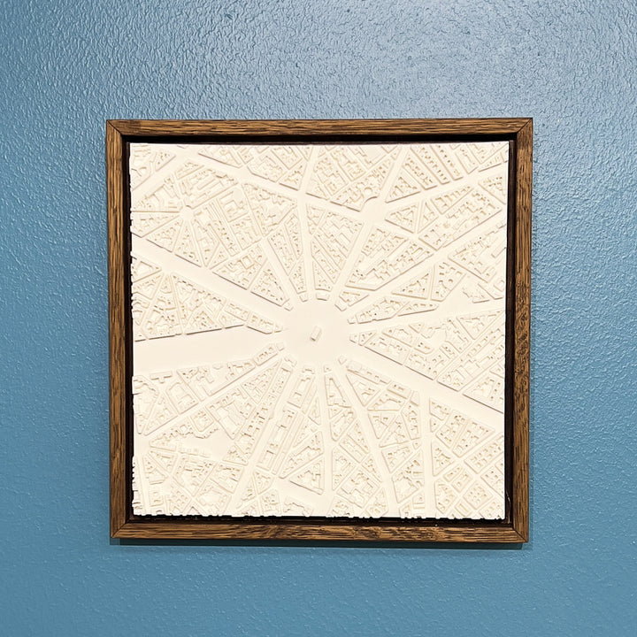 3D map of Paris Arc de Triomphe with a dark frame