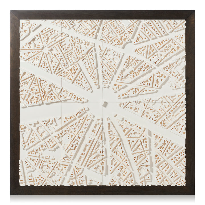 Large format Paris Arc de Triomphe cityscape with a brown frame