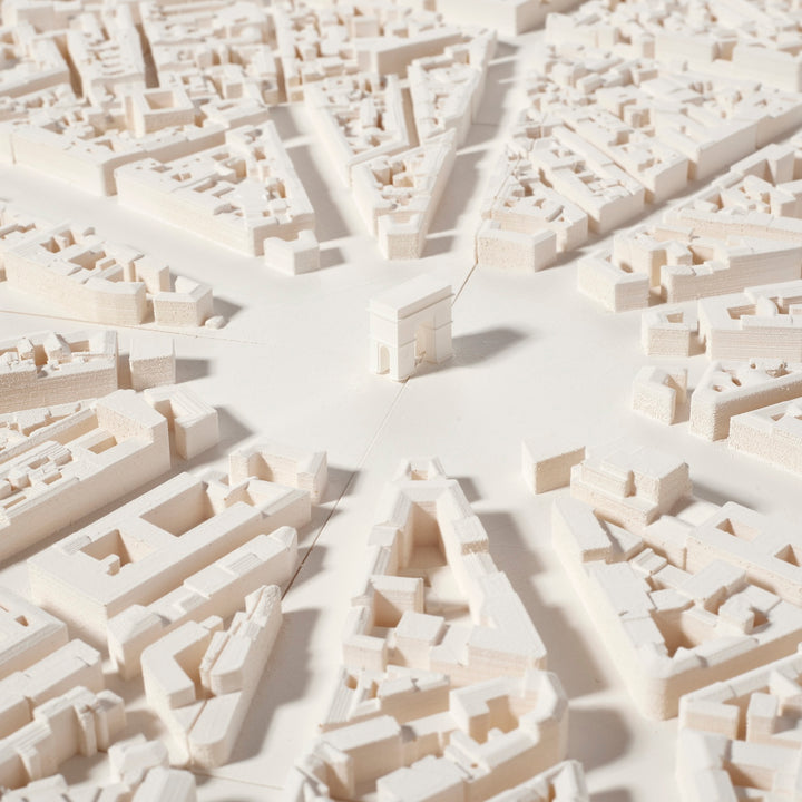 Large format Paris Arc de Triomphe cityscape close up