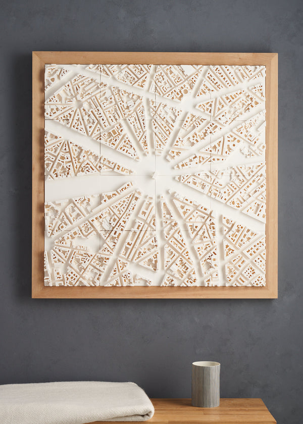 Large format Paris Arc de Triomphe cityscape with a pine frame