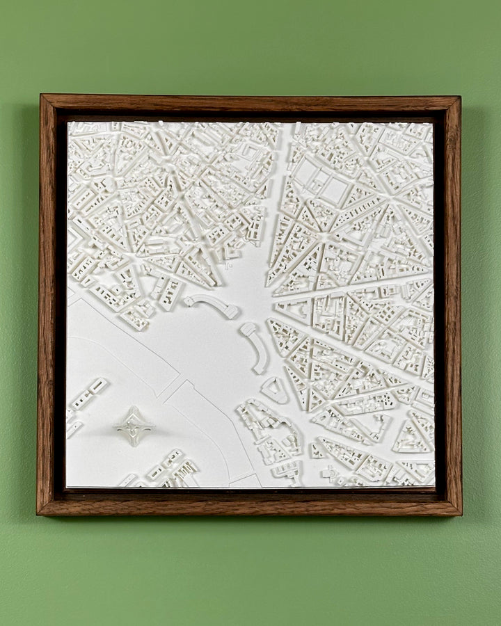 3D map of Place Trocadero in Paris with a dark frame
