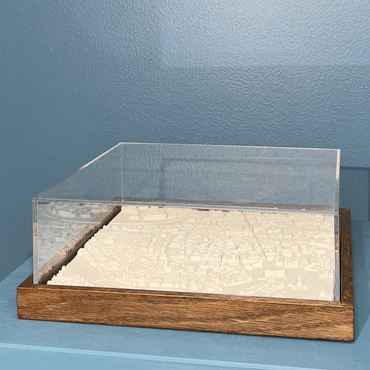 3D map of Rome with a dark frame and acrylic case