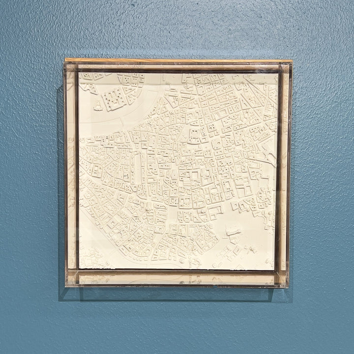 3D map of Rome with a light frame and acrylic case