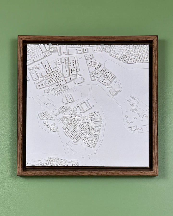 3D map of Stockholm with a dark frame