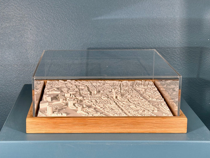 3D map of Utrecht with a light frame and acrylic case