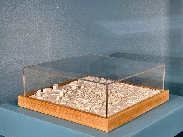 3D map of Utrecht with a light frame and acrylic case