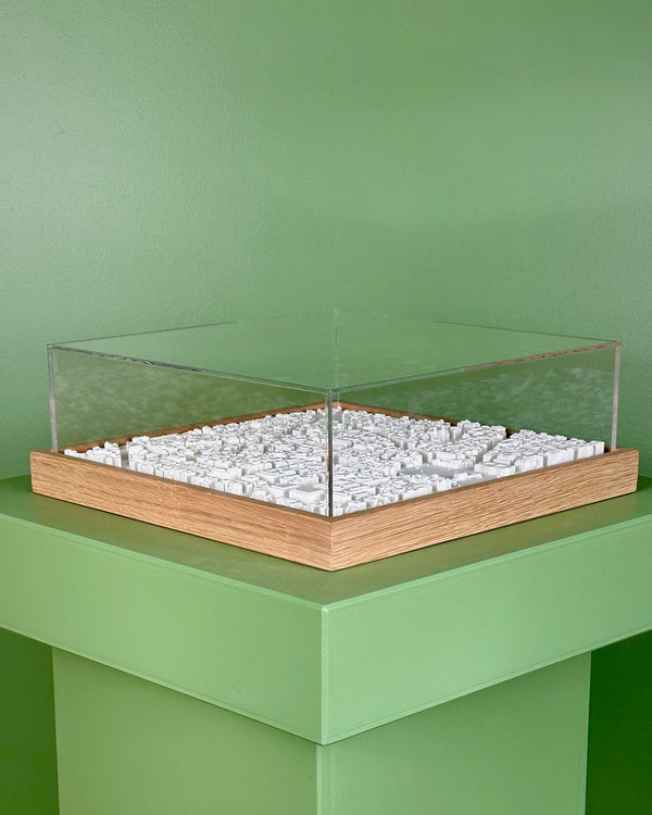 3D map of Washington DC with light frame and acrylic case