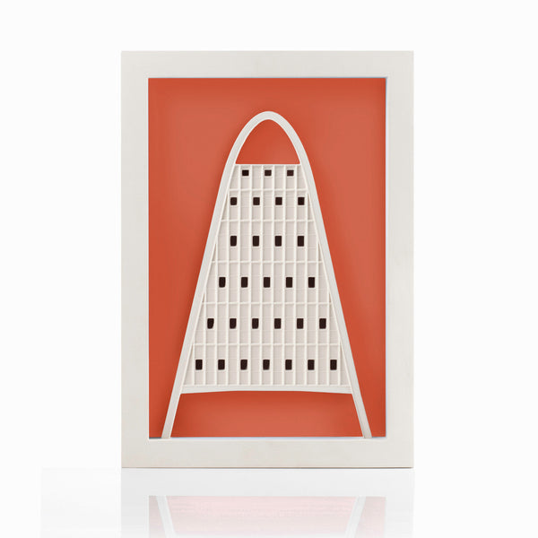Toast Rack Manchester architectural scale model on flame background